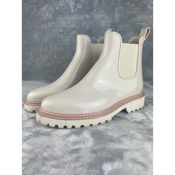 Dolce Vita Shoes - Dolce Vita Rain Boots Women 11 Cream Good Glossy Lug Sole Chelsea Waterproof